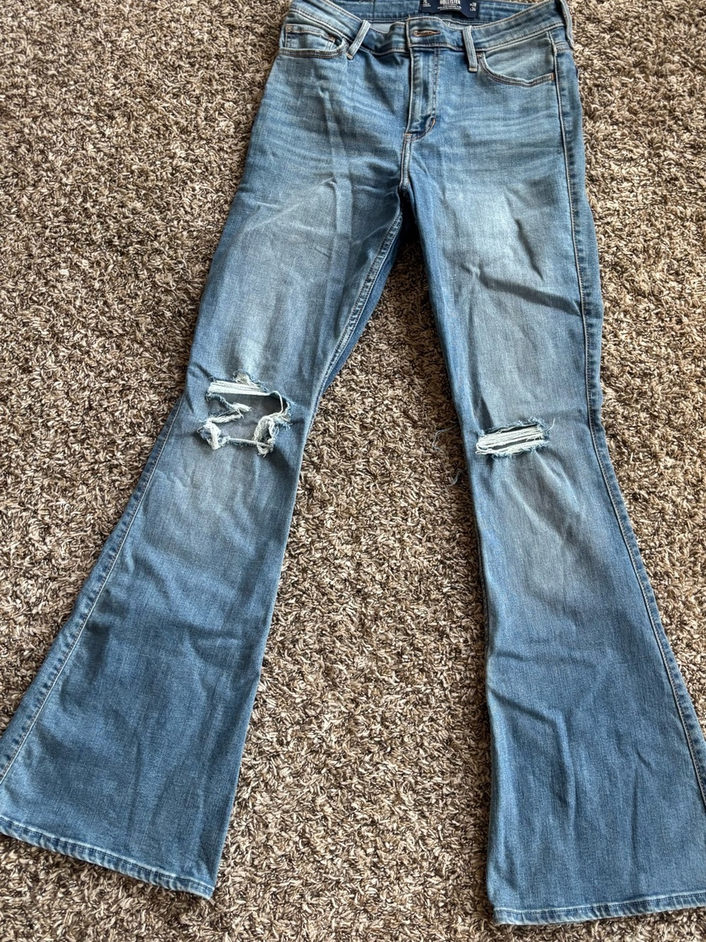 Hollister Light Blue Distressed Flare Jeans